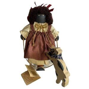 Lizzie High Wooden Handcrafted Folk Doll Nettie Brown with Tag